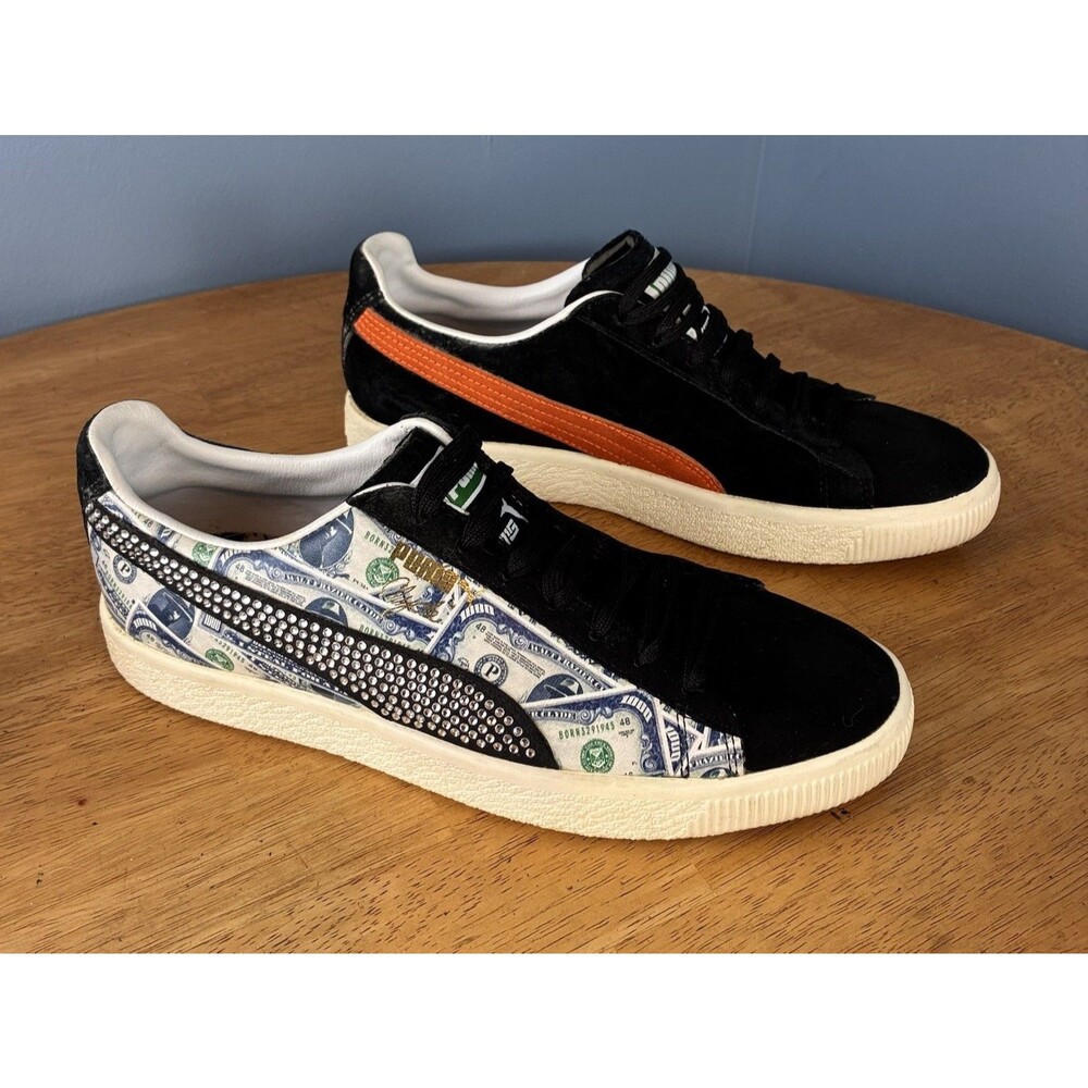 Puma Mens Mita MG Clyde Black Suede Gem Stones Money Sneakers Size 8
